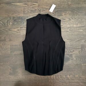 NWT Lou & Grey Black Sleeveless Top with Mandarin Collar